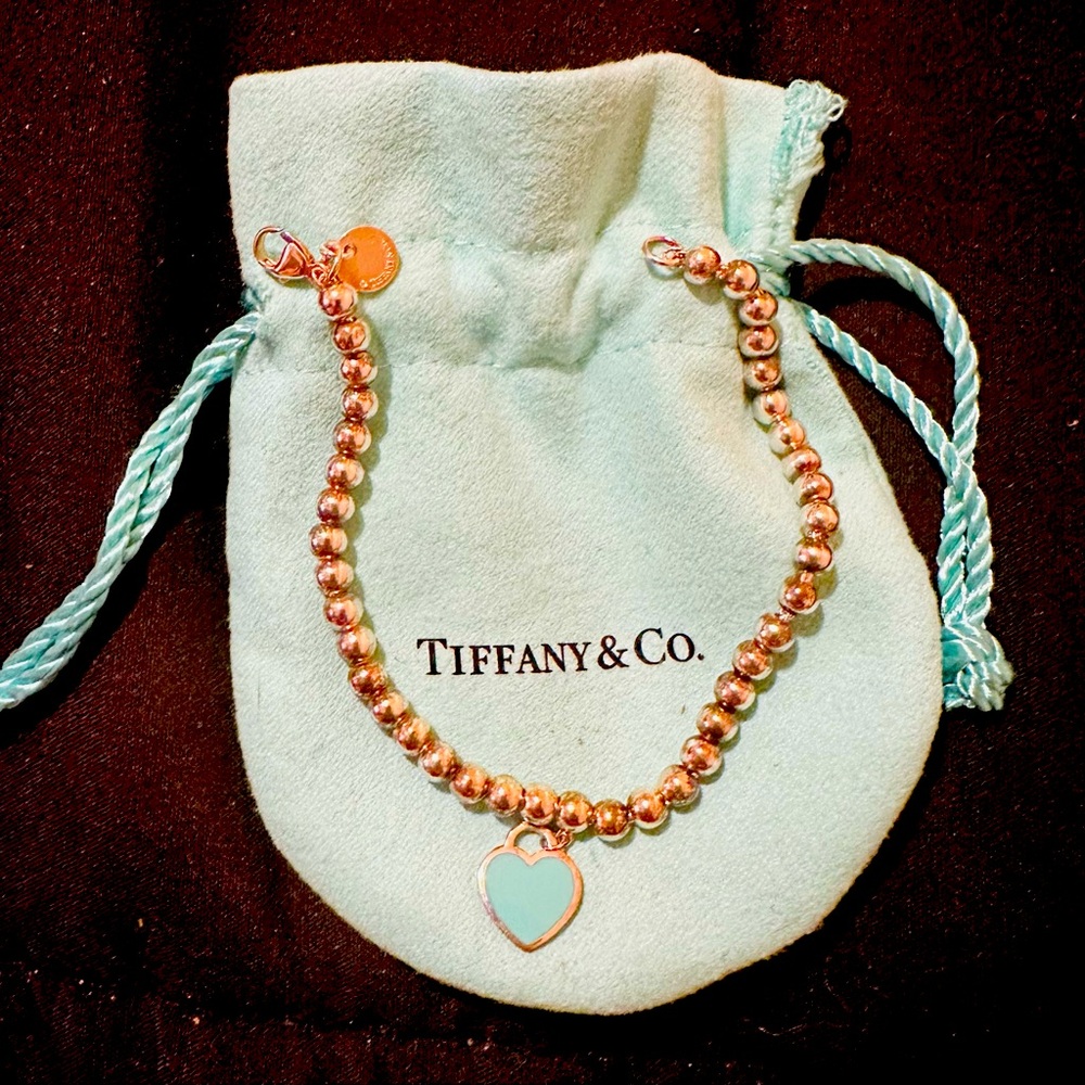 Tiffany Blue® Heart Tag Bead Bracelet Sterling Silver NEW